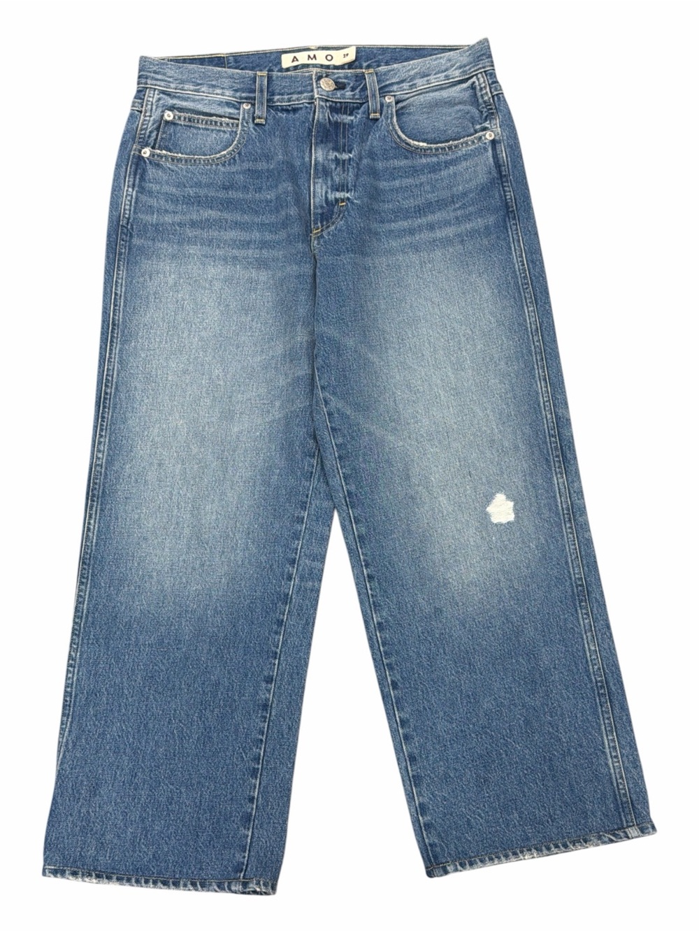 AMO Wide Leg Vintage Wash Cropped Wide Leg Jeans